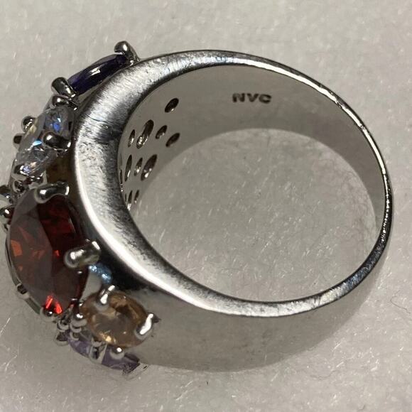 NWT-NVC Nataliya V Collister Cubic Zirconia MultiColor Silver Tone Dome Ring 8 - Picture 3 of 4